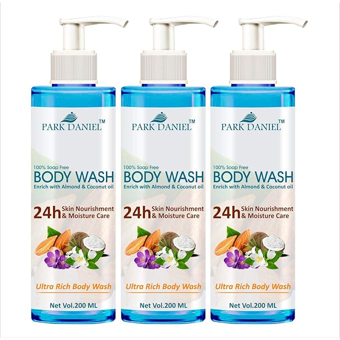 Park Daniel Ultra Rich Premium Body Wash Enriched With Almond and Coconut Oil - For Skin Nourishment and Moisture Care Combo Pack 3 Bottle of 200 ml(600 ml) - Image 1
